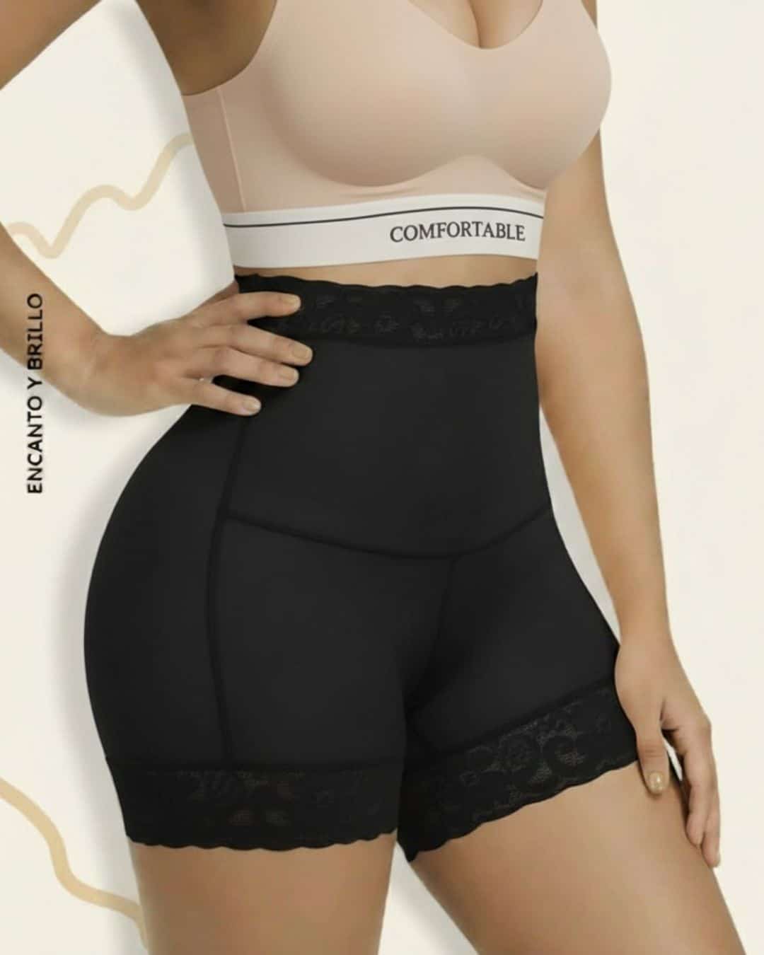 Panty Selene color negro, cintura alta sin costuras