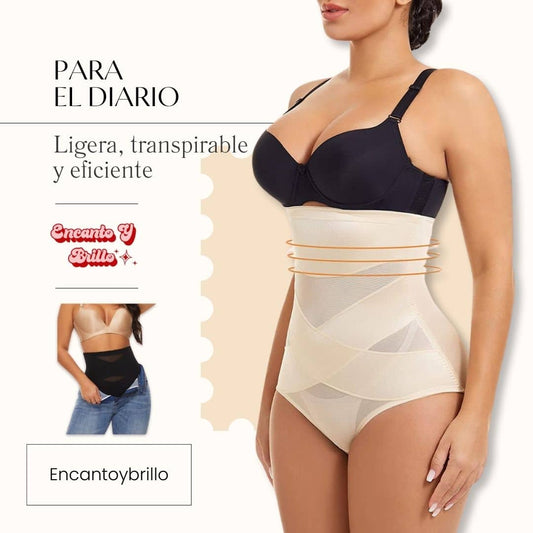 Panty faja 360 cruzada para control del abdomen y levanta cola cintura alta